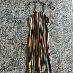 Halter-top multi-colored dress